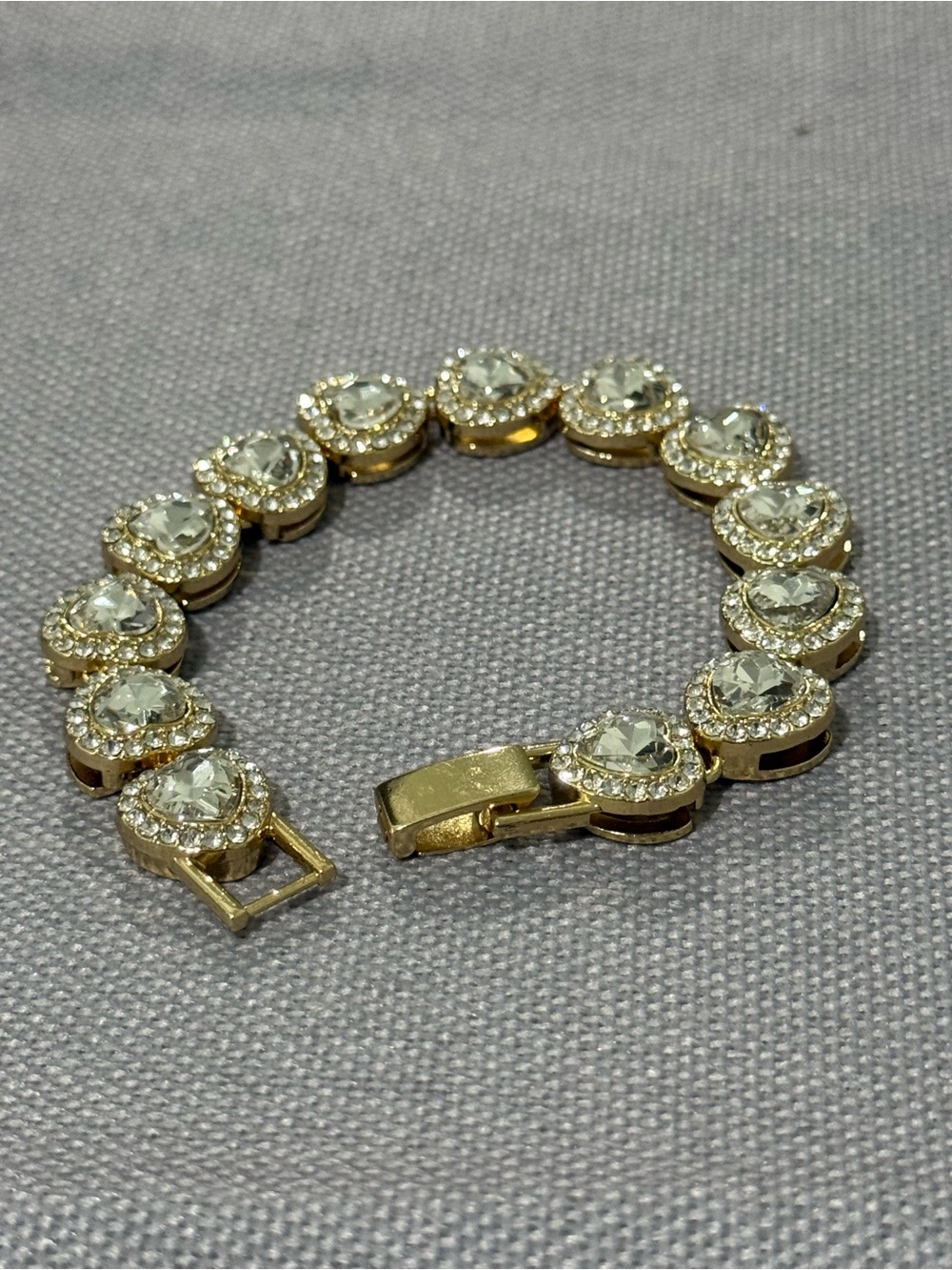 Gold Crystal heart Tennis Bracelet - Women's Jewelry